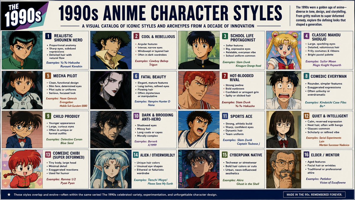 Create an English infographic catalog poster showing 1990s a