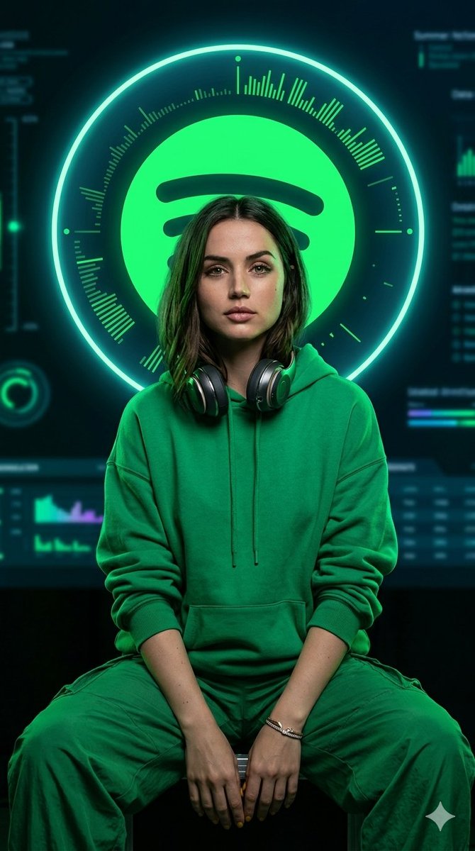 Vertical portrait in tech-music campaign style