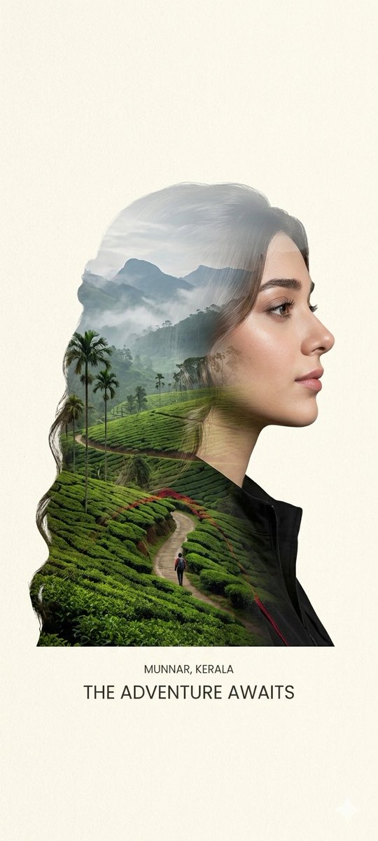 Create a minimalist double exposure travel poster for meThe 