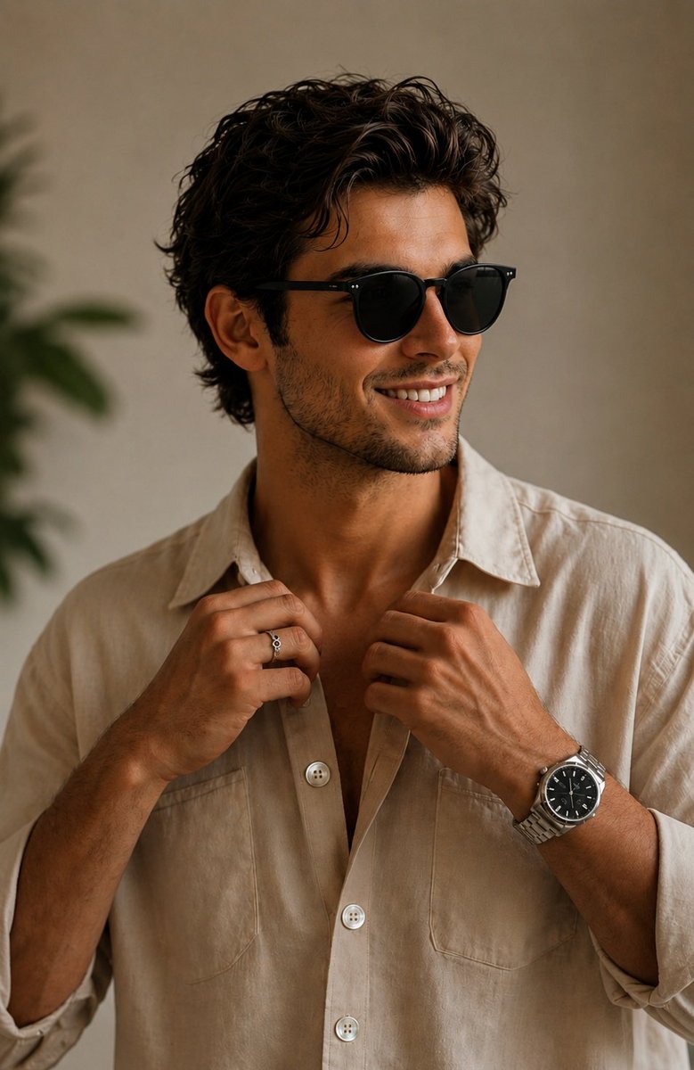 Ultra-realistic editorial fashion portrait of a handsome you