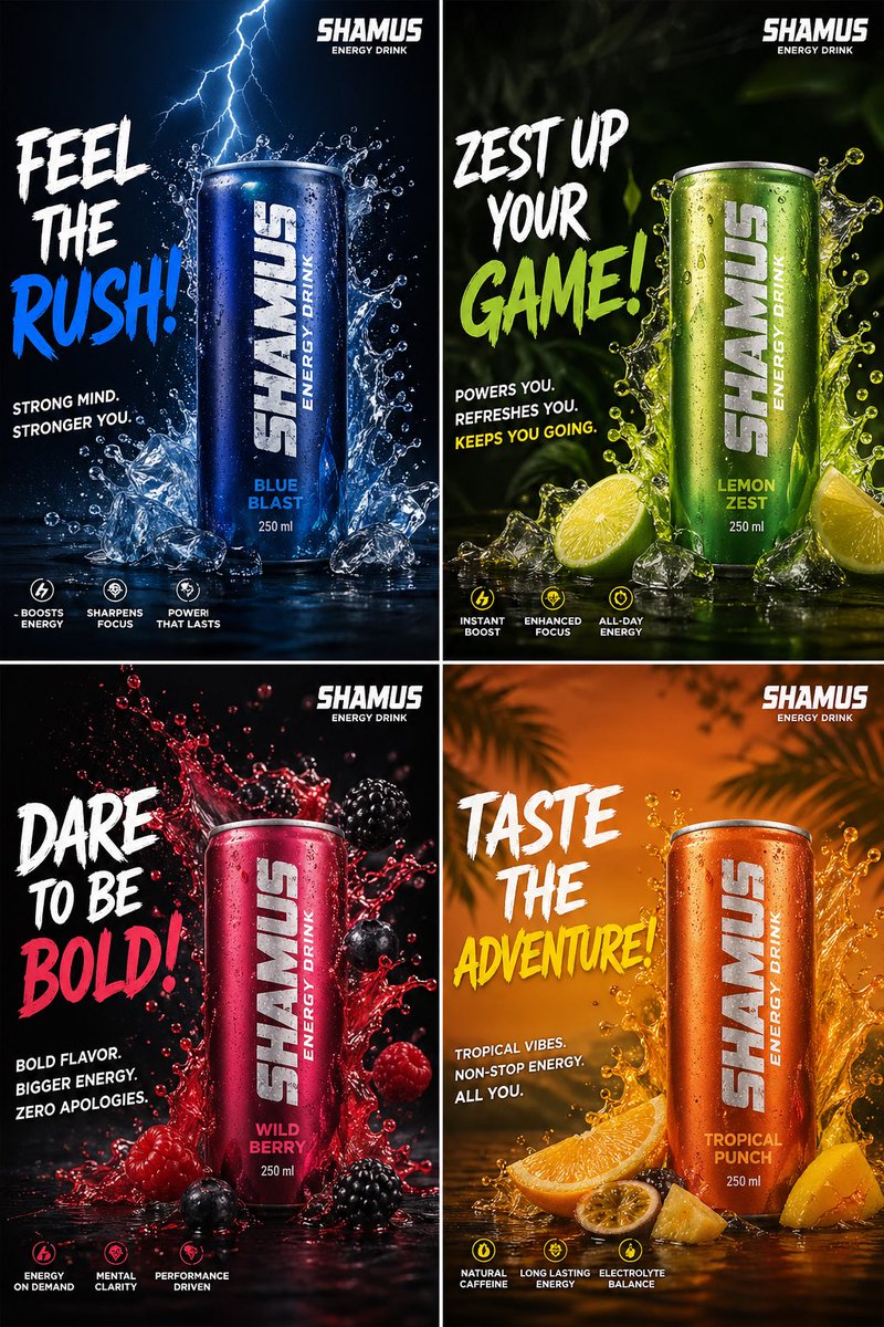 Create Instagram social media creatives for the Energy Drink
