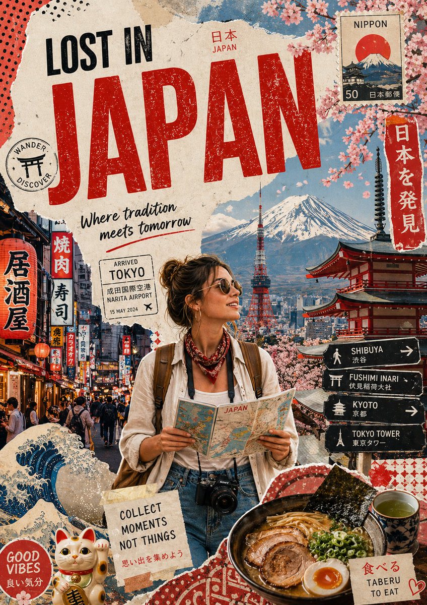 Create a stylized travel poster / graphic collage for [count