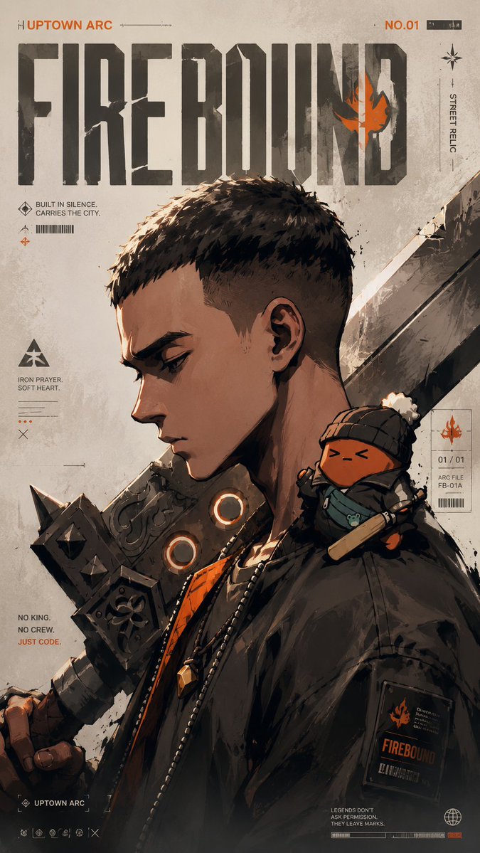 A thick-paint editorial anime poster featuring the uploaded 