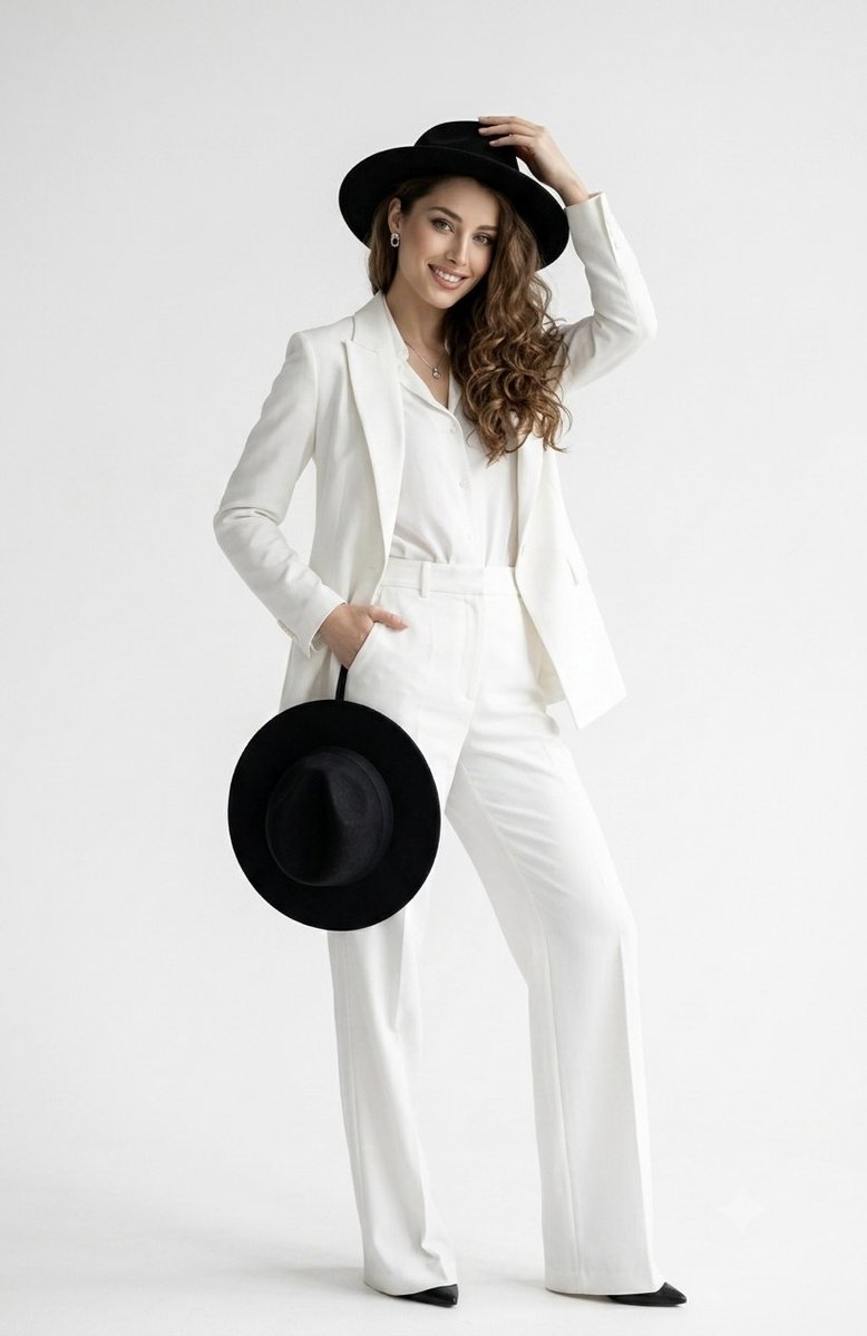 A full-length studio portrait of a confident
