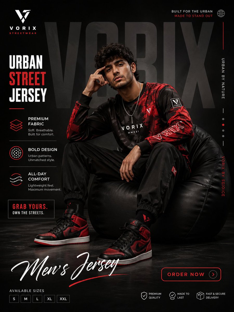 Create a premium high-fashion streetwear promotional poster 