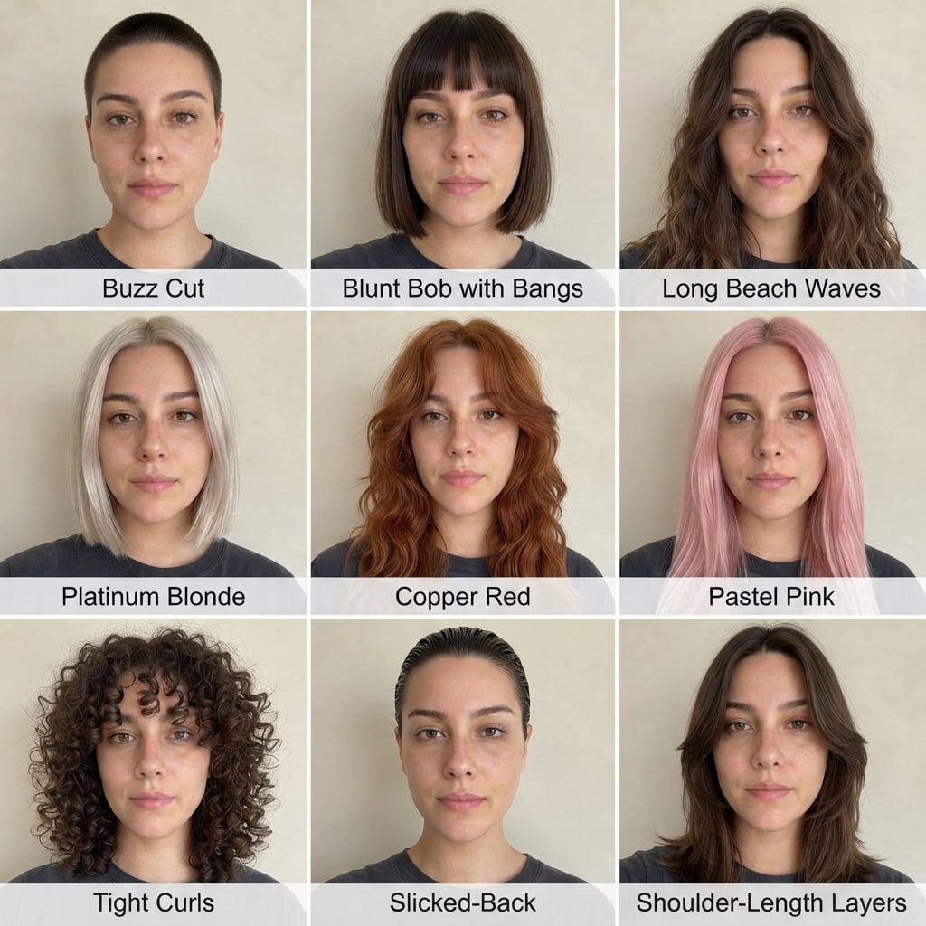 Try 9 hairstyles before the scissors